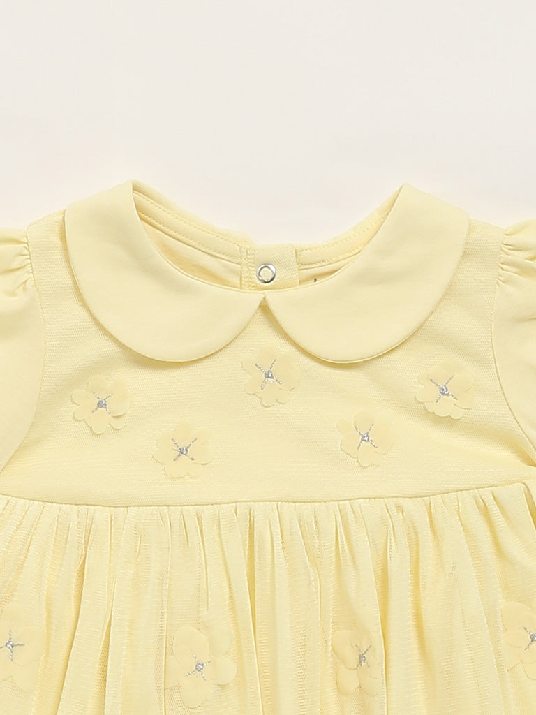 HOP Baby Yellow Embroidered Dress