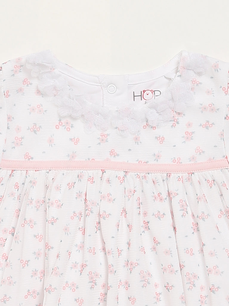 HOP Baby White Floral Printed Dress