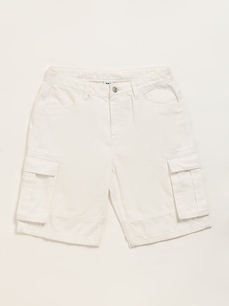 Y&F Kids White Cargo Shorts