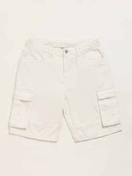 Y&F Kids White Cargo Shorts