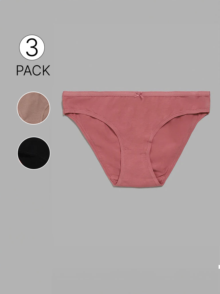Wunderlove Beige Bikini Briefs - Pack of 3