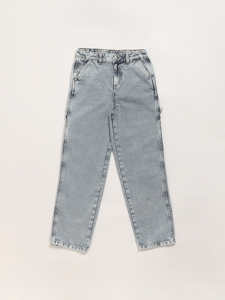 Y&F Kids Blue Wide Leg Fit Mid Rise Jeans