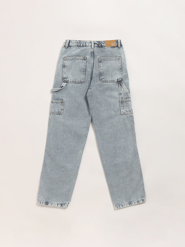 Y&F Kids Blue Wide Leg Fit Mid Rise Jeans