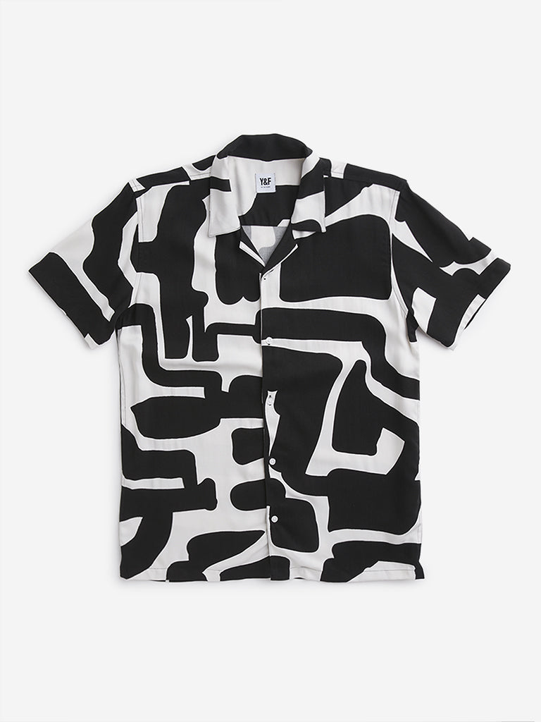Y&F Kids Black Abstract Printed Shirt