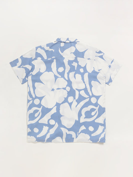 Y&F Kids Abstract Printed Blue Shirt