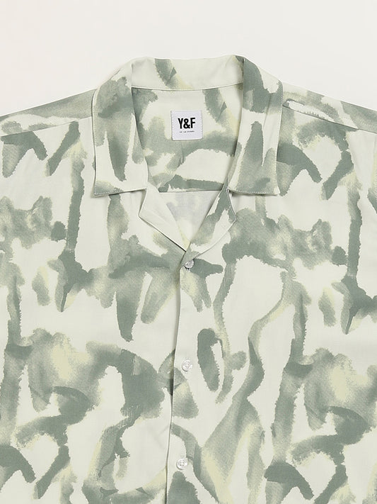 Y&F Kids Green Camouflage Print Shirt