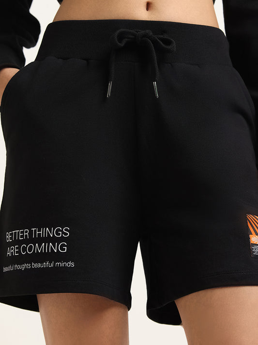 Studiofit Black Loose Fit Shorts