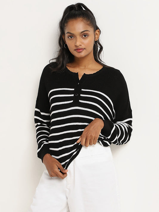 LOV Black Striped Sweater