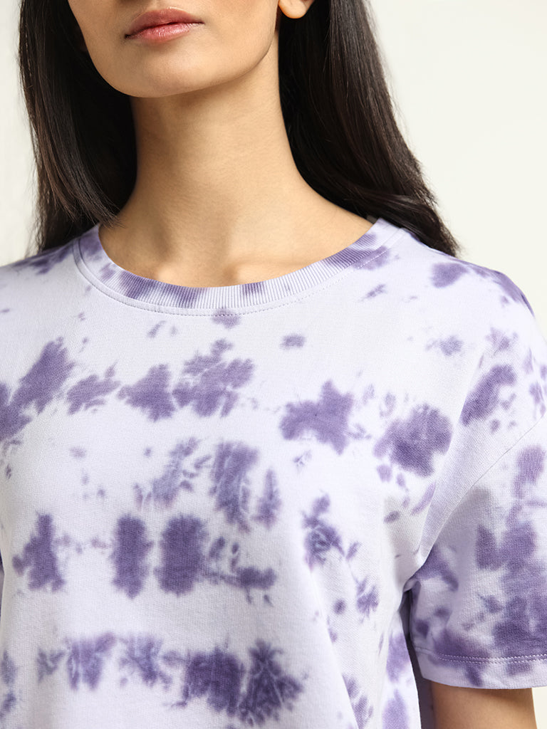 Studiofit Lavender Tie-Dye Cotton Blend T-Shirt