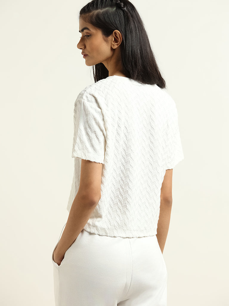 Studiofit White Textured T-Shirt