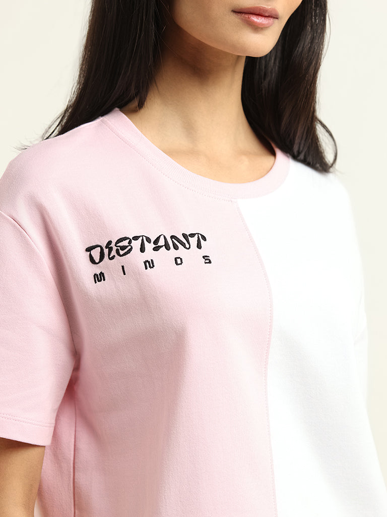 Studiofit Pink Printed Cotton T-Shirt