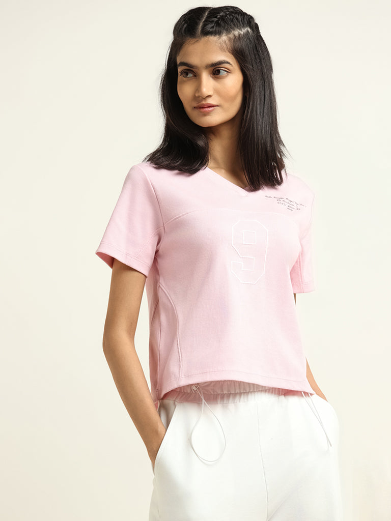 Studiofit Light Pink Printed T-Shirt