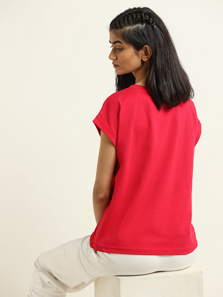 Studiofit Red Printed T-Shirt