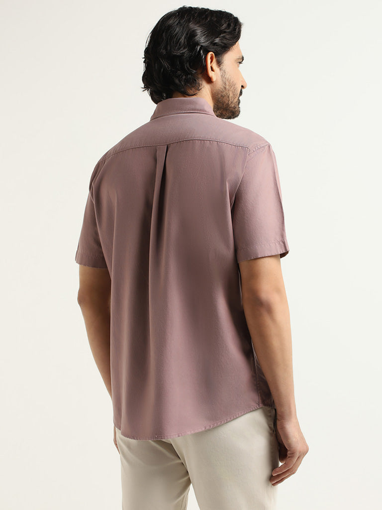 WES Casuals Dusty Pink Cotton Relaxed Fit Shirt