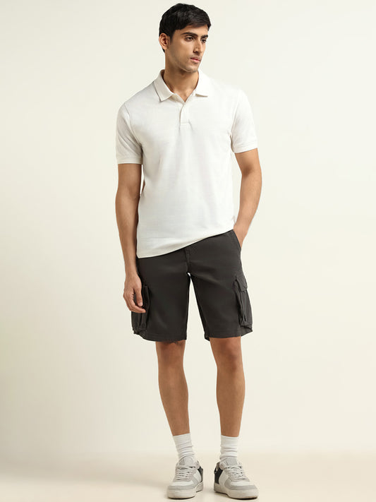 WES Casuals Black Relaxed Fit Cargo Shorts