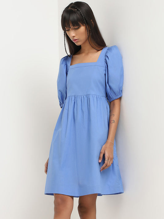 Nuon Blue Plain Dress