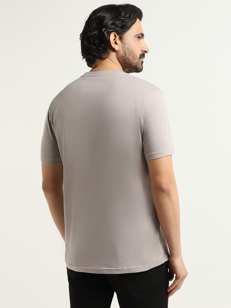 WES Casuals Light Grey Slim Fit T-Shirt