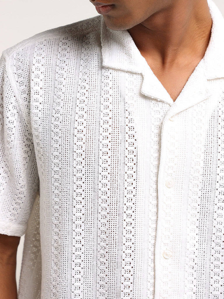 ETA Off-White Crochet Knit Relaxed Fit Shirt