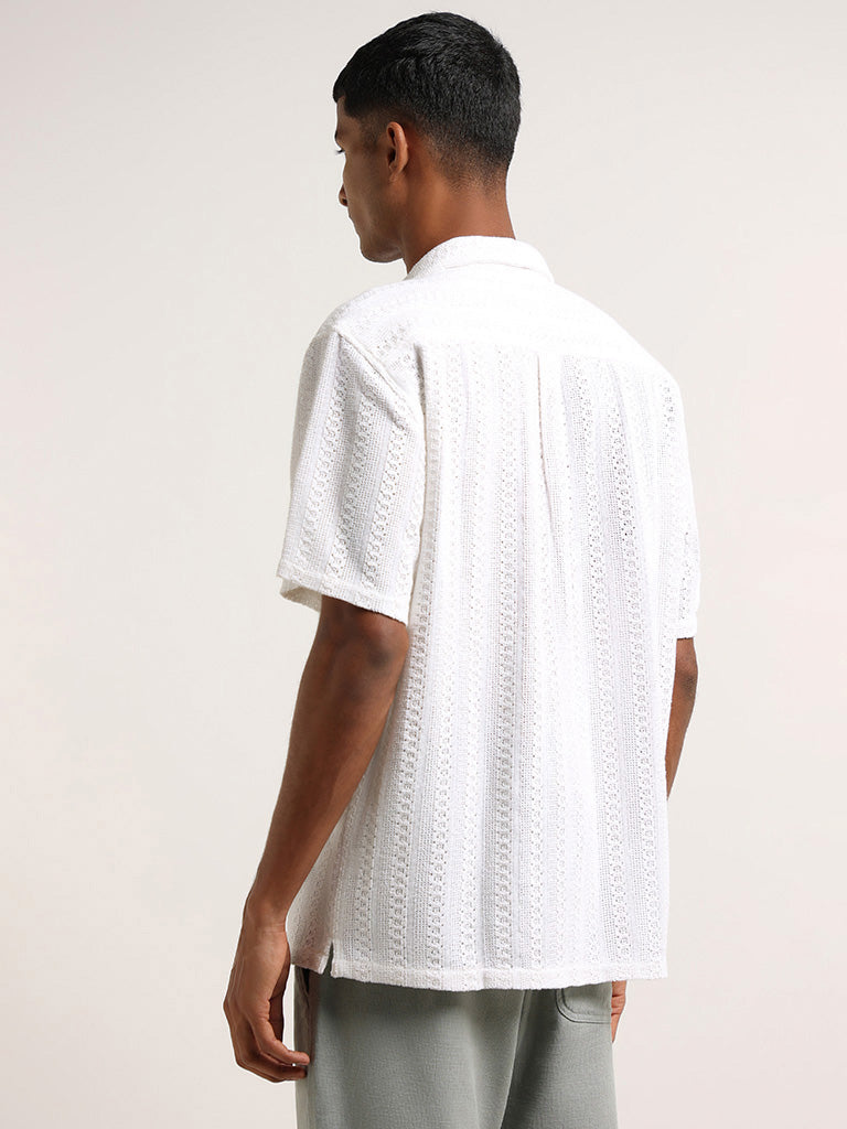 ETA Off-White Crochet Knit Relaxed Fit Shirt