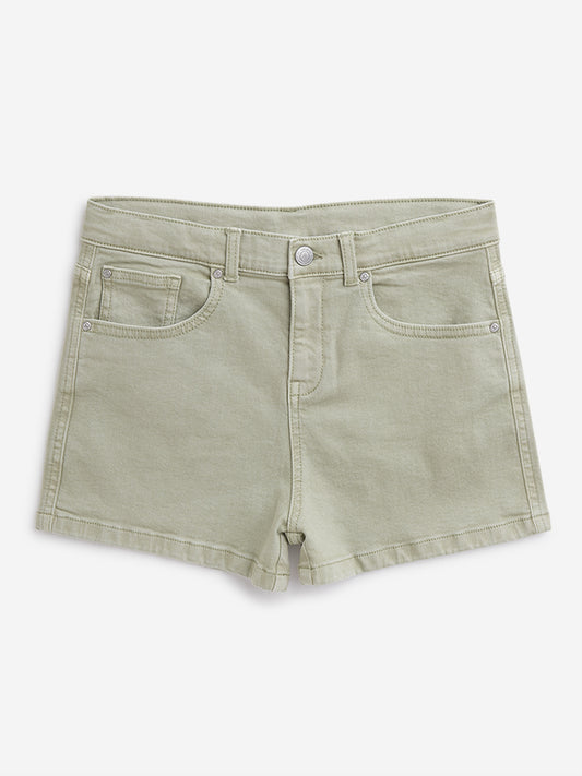 Y&F Kids Sage Solid Denim Shorts
