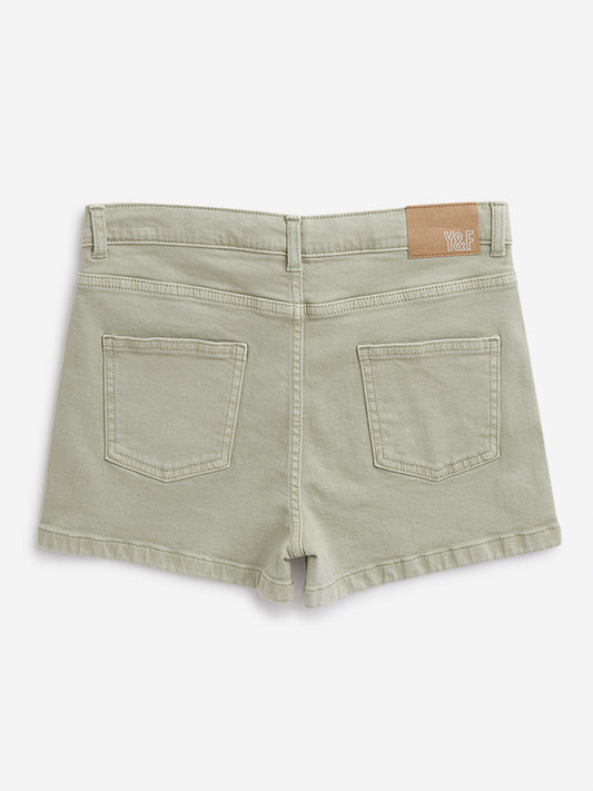 Y&F Kids Sage Solid Denim Shorts