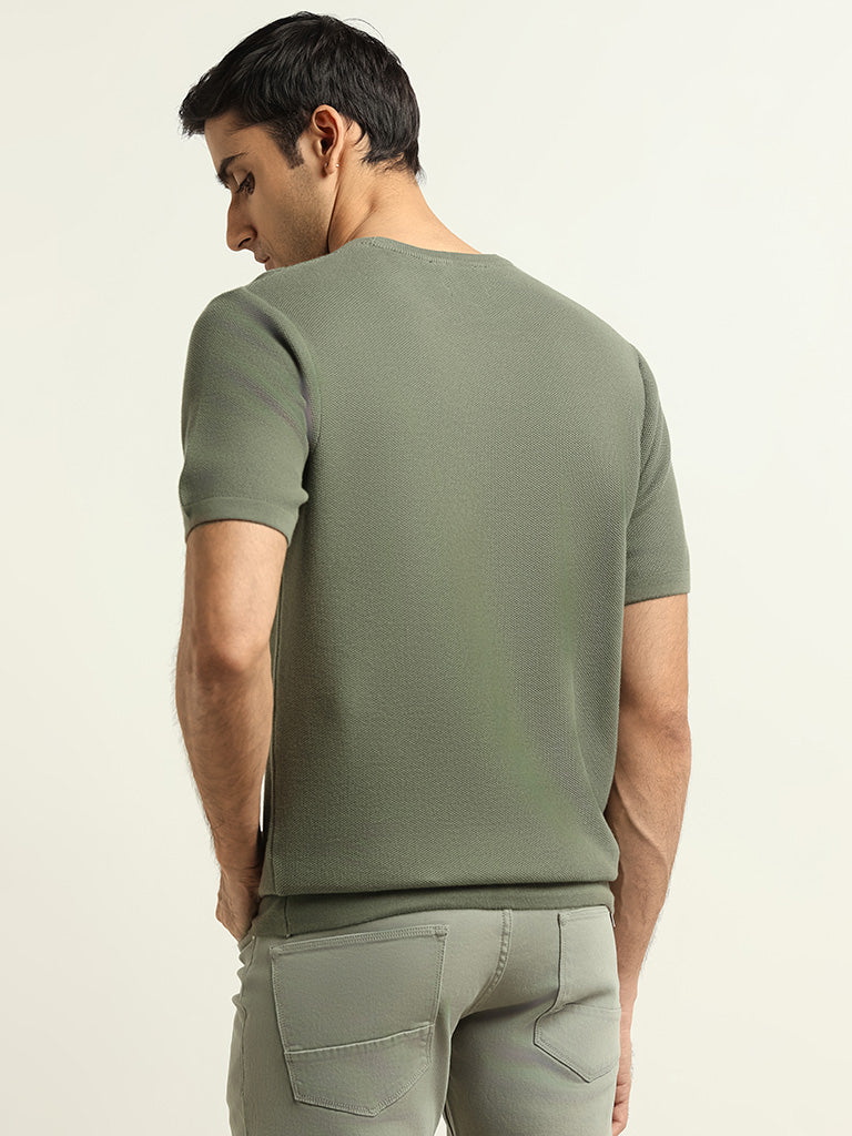 Ascot Green Cotton Relaxed Fit T-Shirt