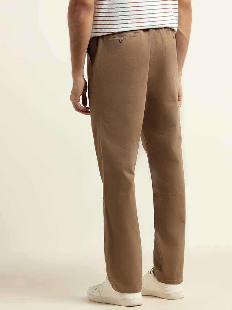 WES Casuals Brown Relaxed Fit Chinos