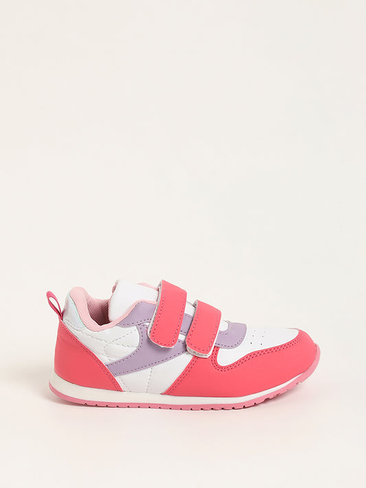Yellow Pink Color-Block Strap-On Jogger Shoes