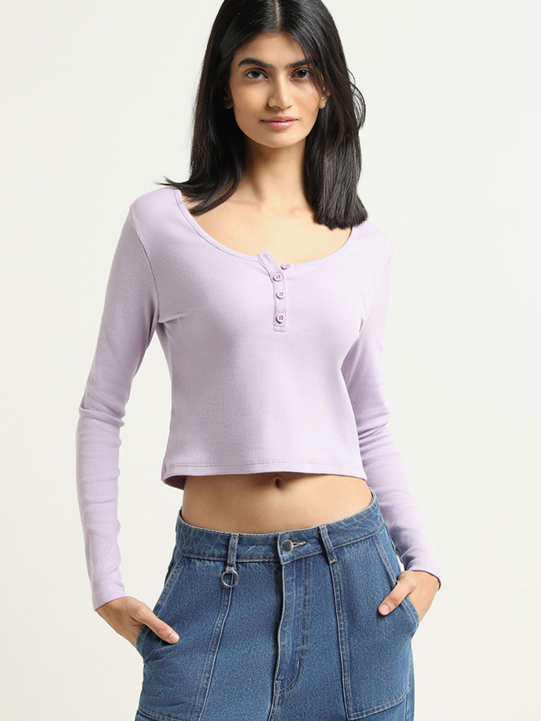 Nuon Lilac Ribbed Top