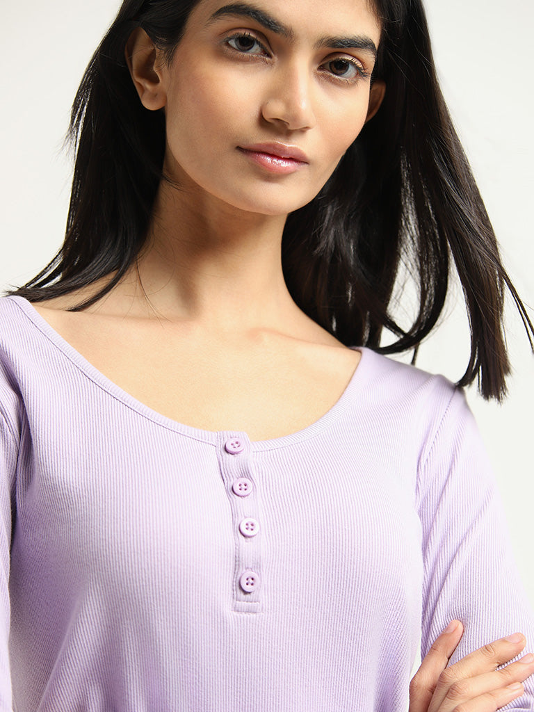 Nuon Lilac Ribbed Top