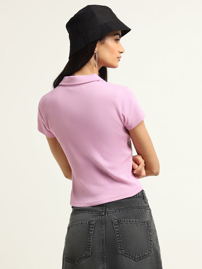 Nuon Pink Cotton Crop T-Shirt