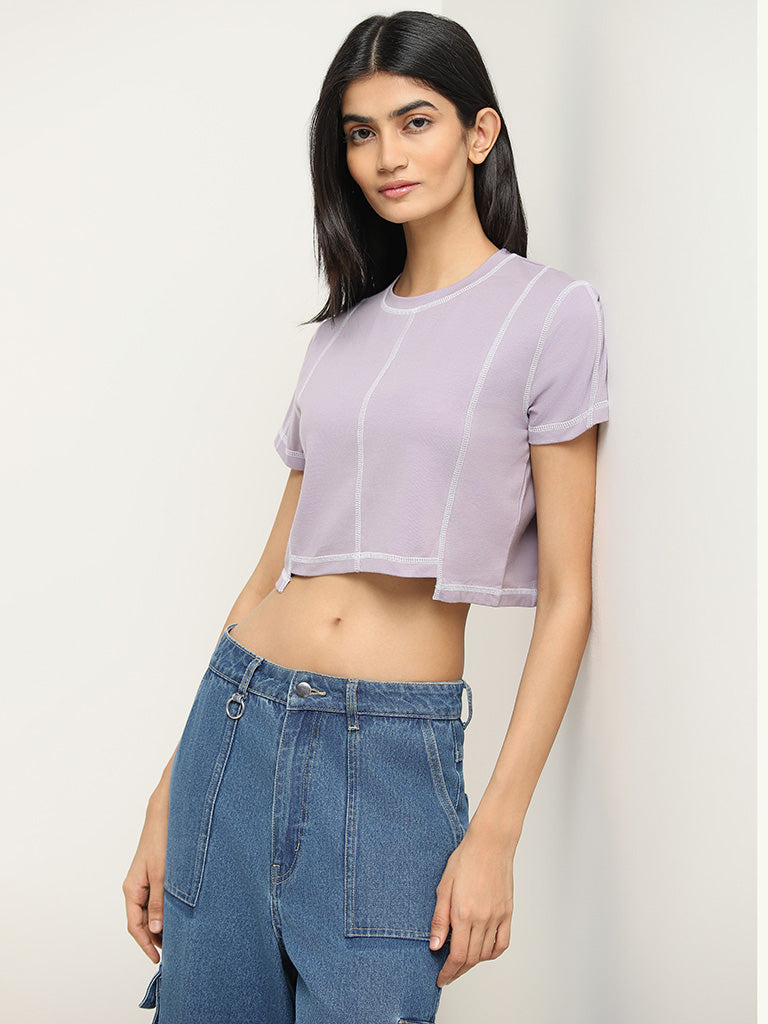 Nuon Light Lilac Ribbed Top