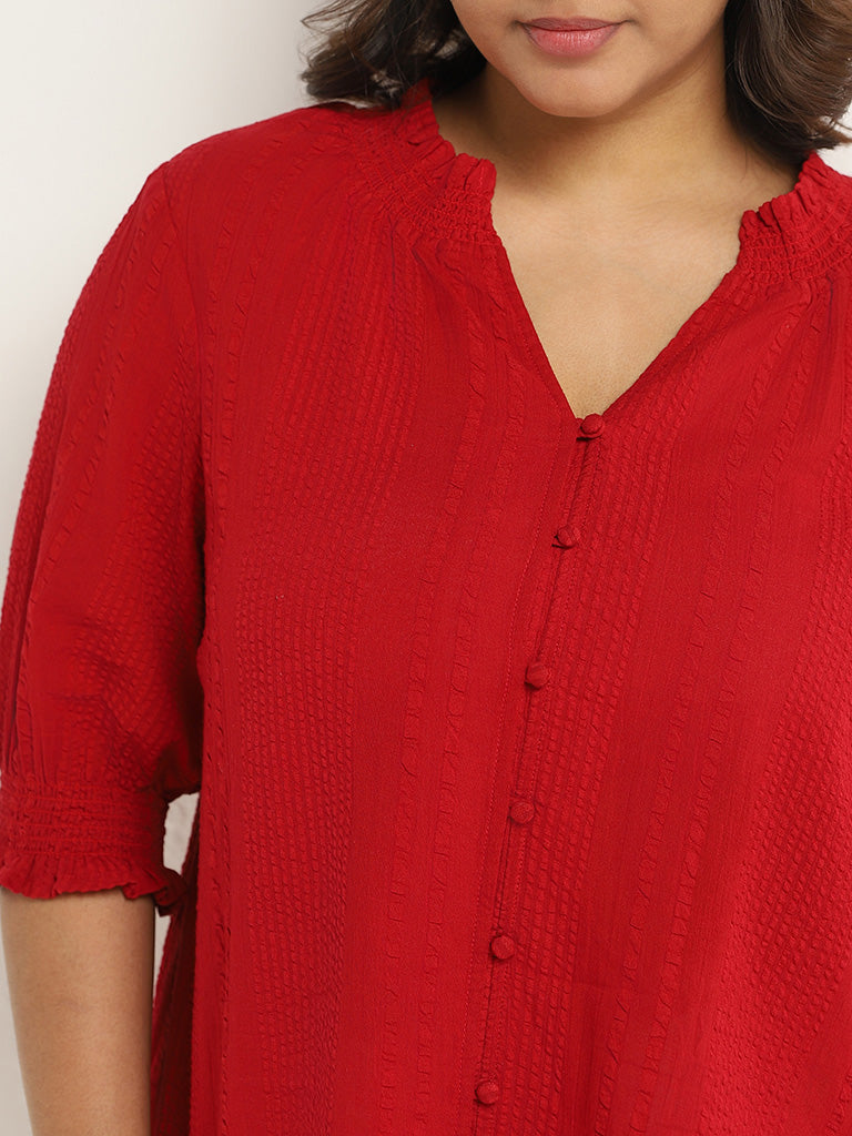 Gia Red Textured Top