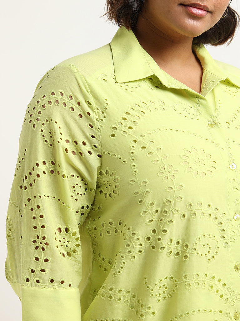 Gia Green Schiffli Cotton Shirt
