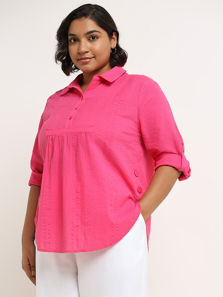 Gia Pink Self-Textured Cotton Top