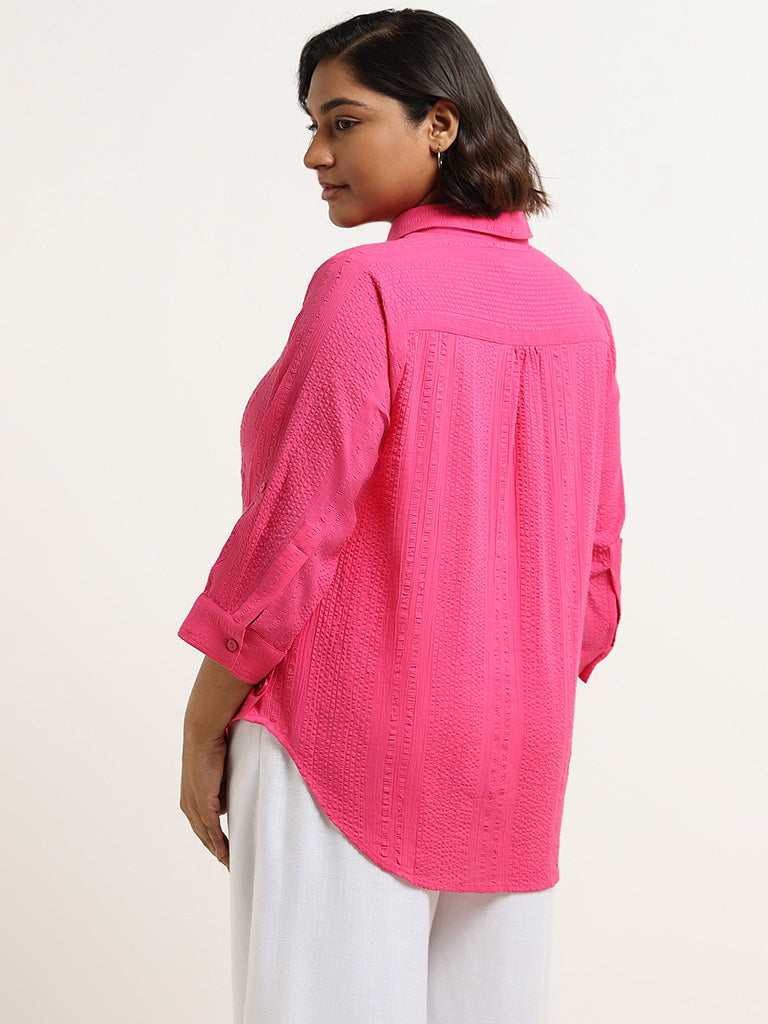 Gia Pink Self-Textured Cotton Top