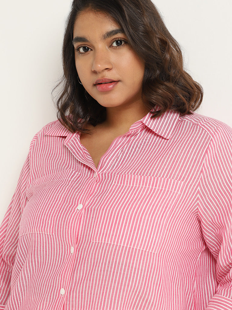 Gia Pink Striped Cotton Shirt