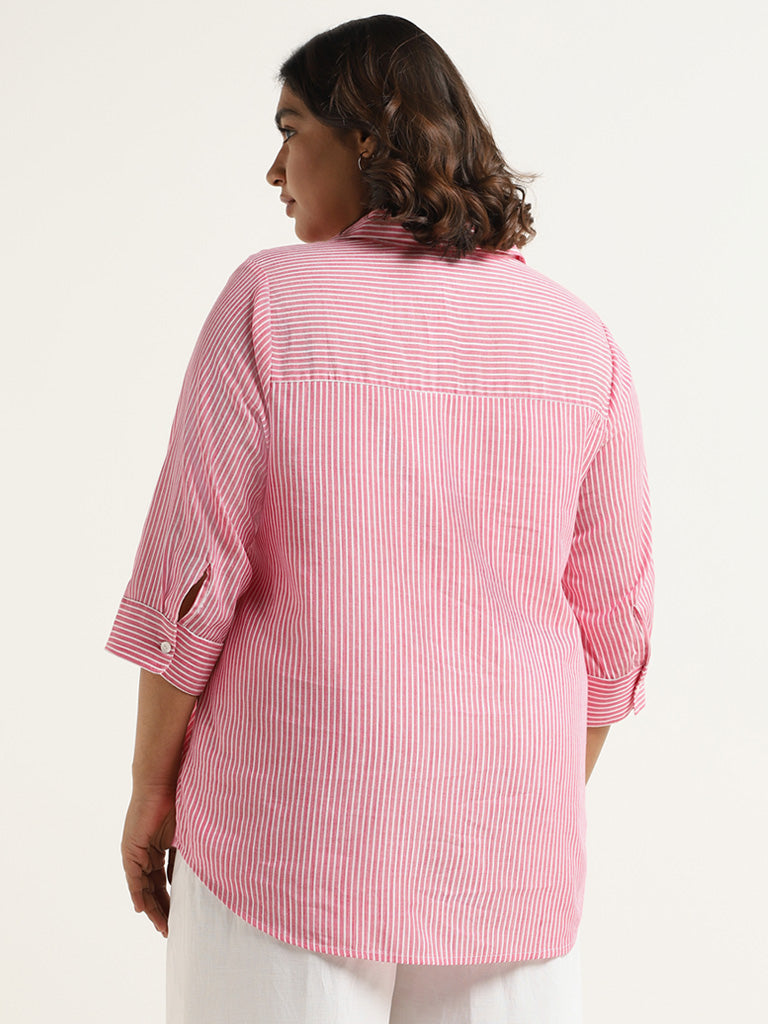 Gia Pink Striped Cotton Shirt