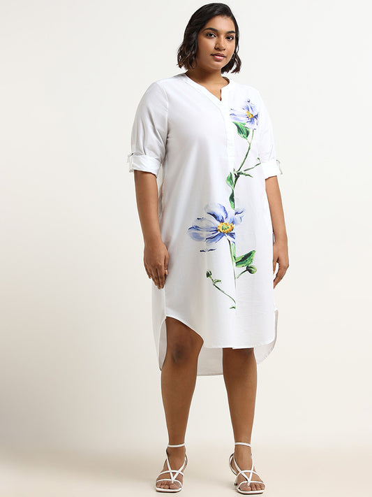 Gia White Floral Cotton Tunic Dress