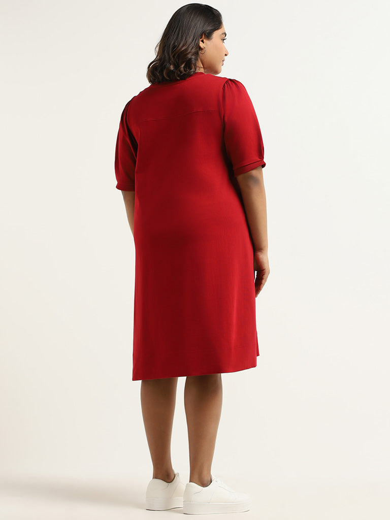 Gia Plain Red Shift Dress