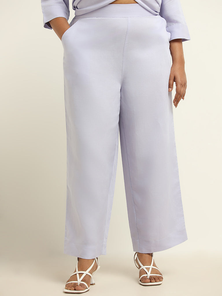 Gia Lavender Straight Blended Linen Pants