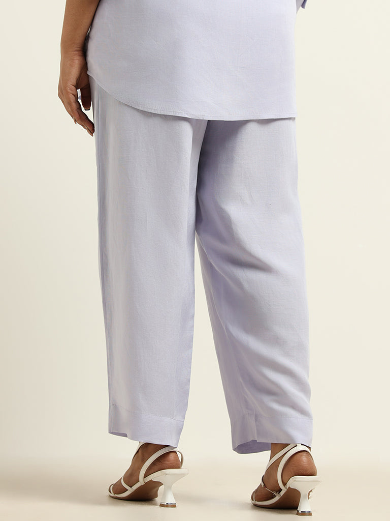 Gia Lavender Straight Blended Linen Pants