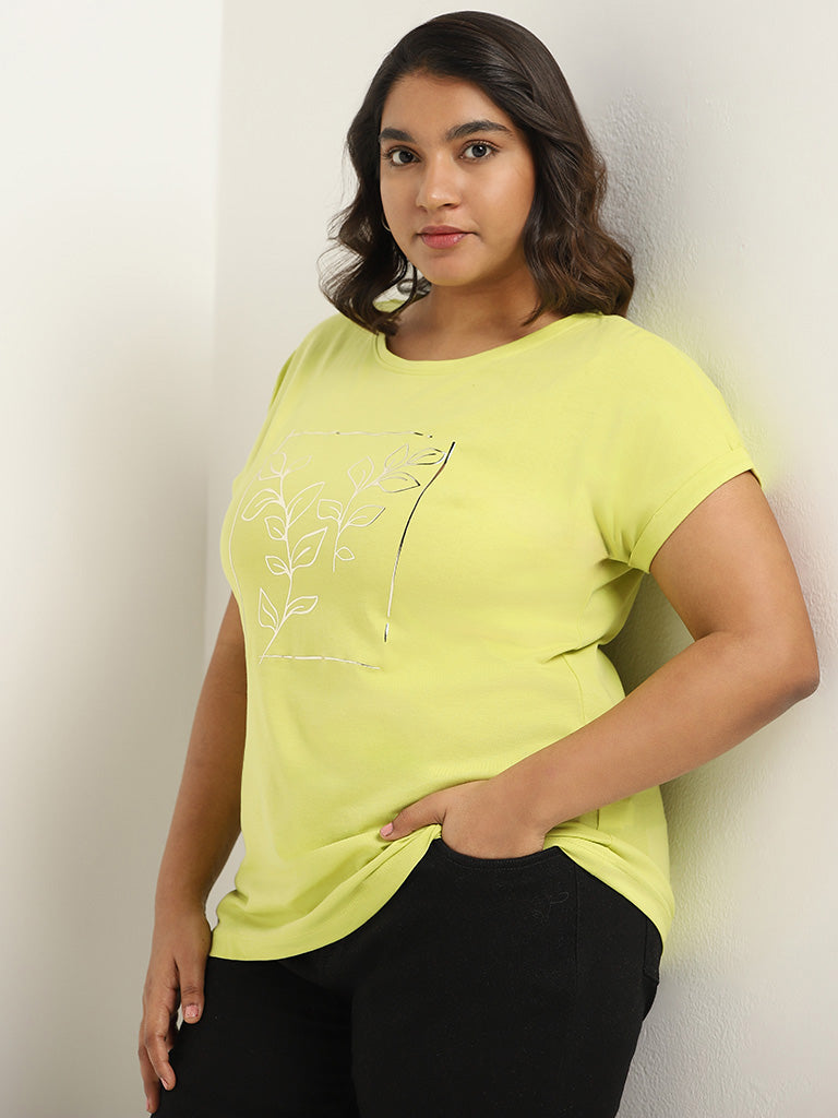 Gia Green Printed Cotton T-Shirt
