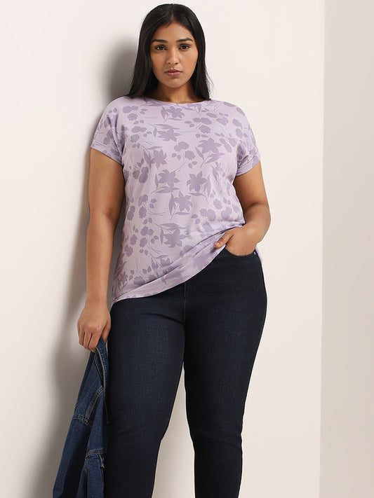 Gia Lilac Printed T-Shirt
