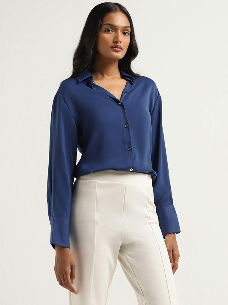 Wardrobe Blue Plain Shirt