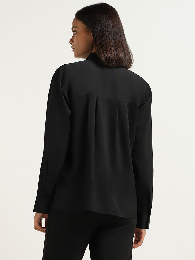 Wardrobe Pearl Embellished Black Shirt