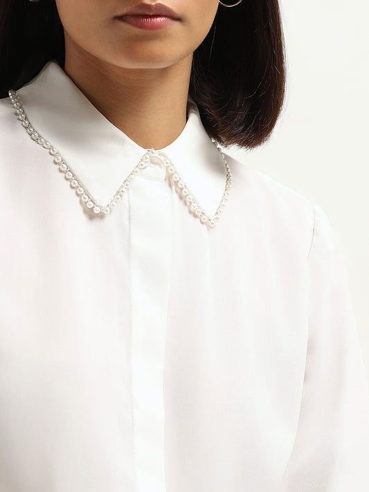 Wardrobe White Embroidered Shirt