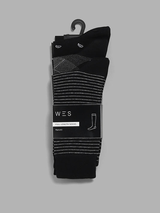 WES Lounge Black High-Length Socks - Pack of 3