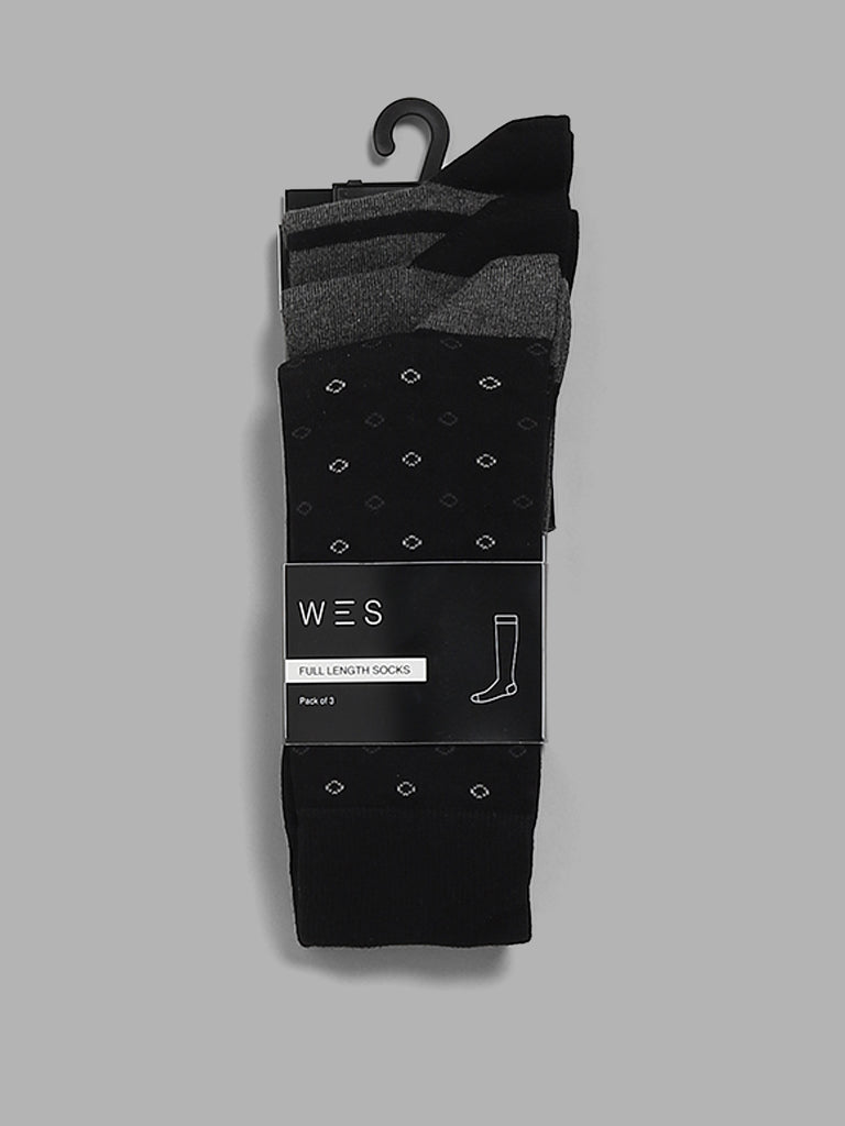 WES Lounge Grey High-Length Socks - Pack of 3