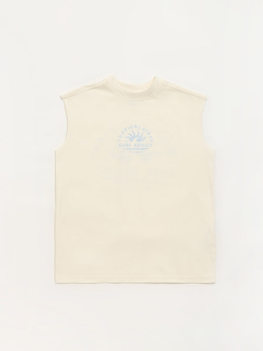 Y&F Kids Light Beige Printed T-Shirt